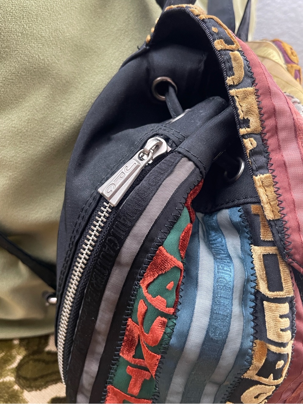 RARE Jean Paul Gaultier Multicolor Velvet Lettering Mini Backpack - Picture 8 of 11